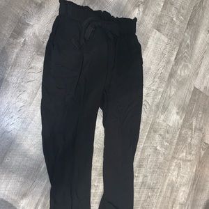 Paper bag waisted black pants